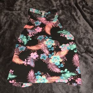 Charlotte Russe neon floral crop top
